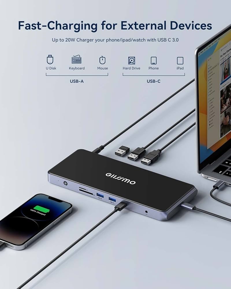 Amazon.co.jp: GIISSMO 14-IN-1 USB-C ドッキングステーション Mac/Win