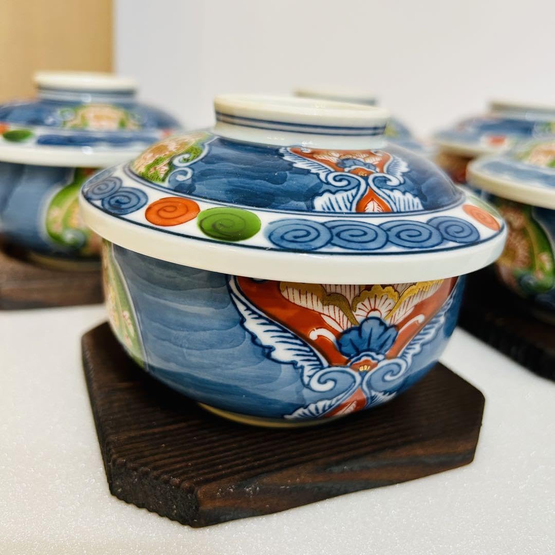 Amazon.co.jp: 有田焼 掛ノ谷窯 金彩染錦 蒸茶碗揃 : ホーム＆キッチン