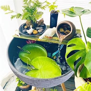 Amazon | メダカ 鉢睡蓮鉢 水生植物金魚鉢 植木鉢 植木鉢鉢 模造石 丸