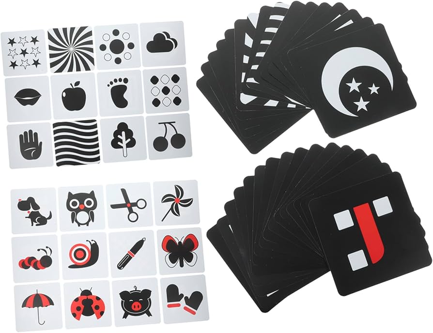 Amazon.co.jp: 2 セット 黒 白 トレーニング カード 黒 白 新生児