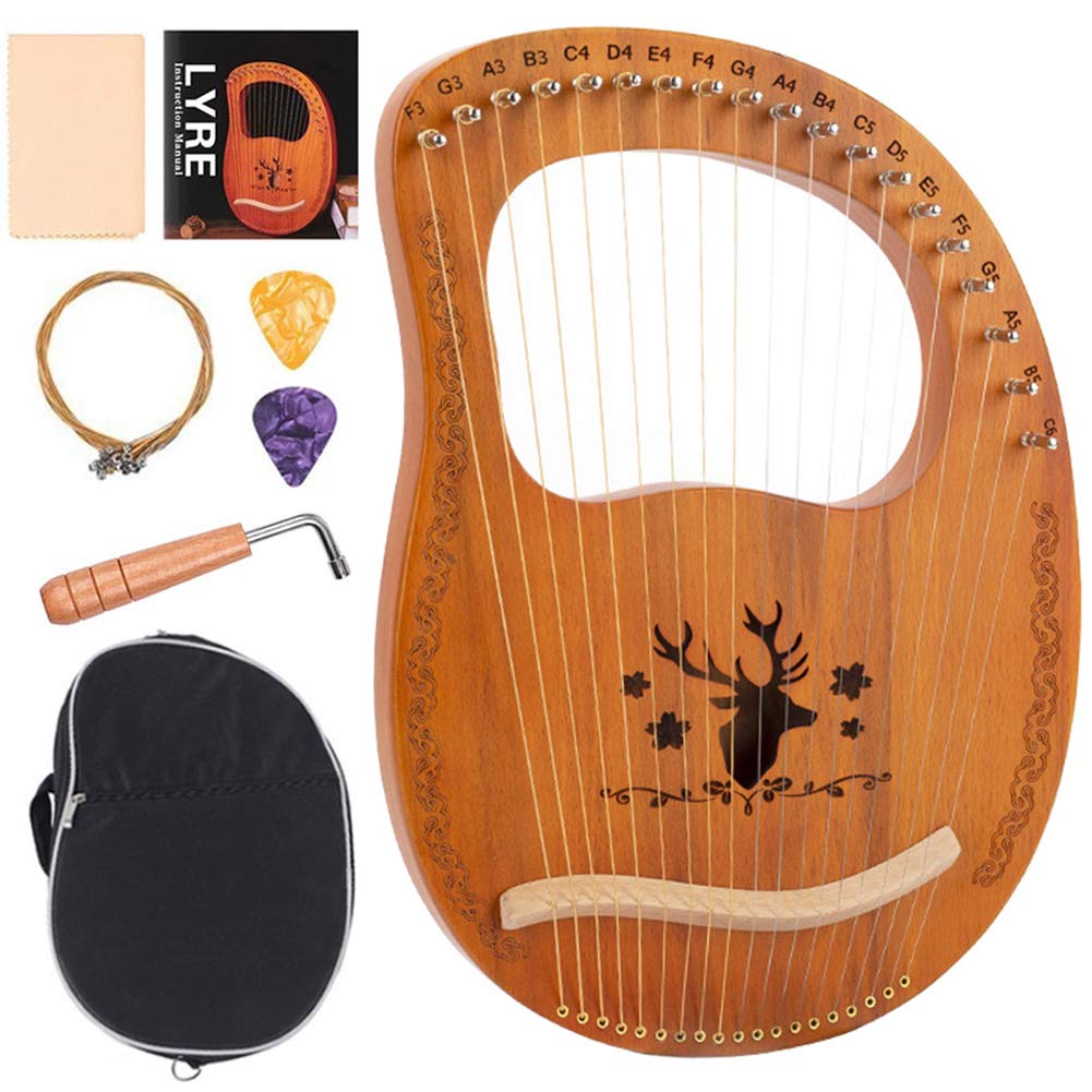 Amazon | ハープ 19弦 ライアー ハープ 木製 竪琴 マホガニーウッド