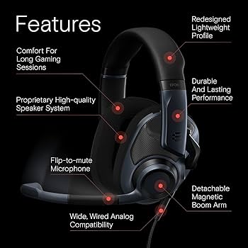 Amazon.co.jp: EPOS H6Pro ゲーミングヘッドセット 有線 開放型