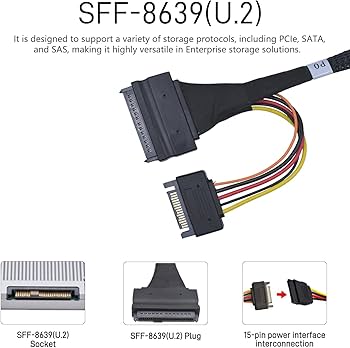 Amazon.com: LetLinkSo PCIe 5.0 MCIO x8 to 2 x SFF-8639 Cable for U
