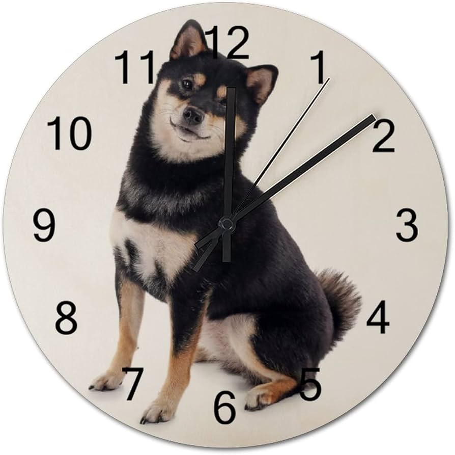 Amazon.co.jp: 柴犬 黒柴 可愛い 壁掛け時計 木製 おしゃれ 北欧 連続