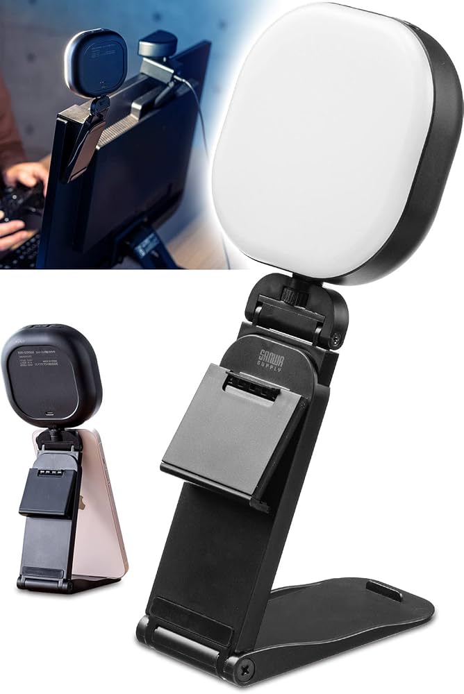 Amazon.co.jp: サンワダイレクト リモート会議 配信用ライト ウェブ