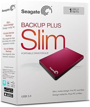 Seagate Backup Plus Slim 1TB External Hard Drive Portable HDD Red