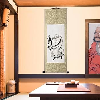 Amazon.co.jp: 掛軸(掛け軸) 水墨画『水滸伝』の英雄人物/李逵 四尺四