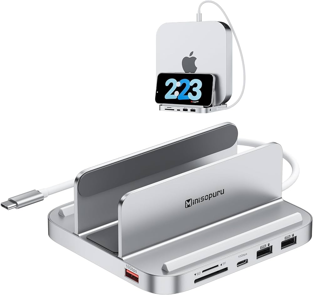 Minisopuru Mac Mini Dock & Stand with M.2 NVMe SSD Enclosure