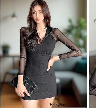 Amazon.co.jp: [あすなろbox] シースルー ミニ タイト ワンピース