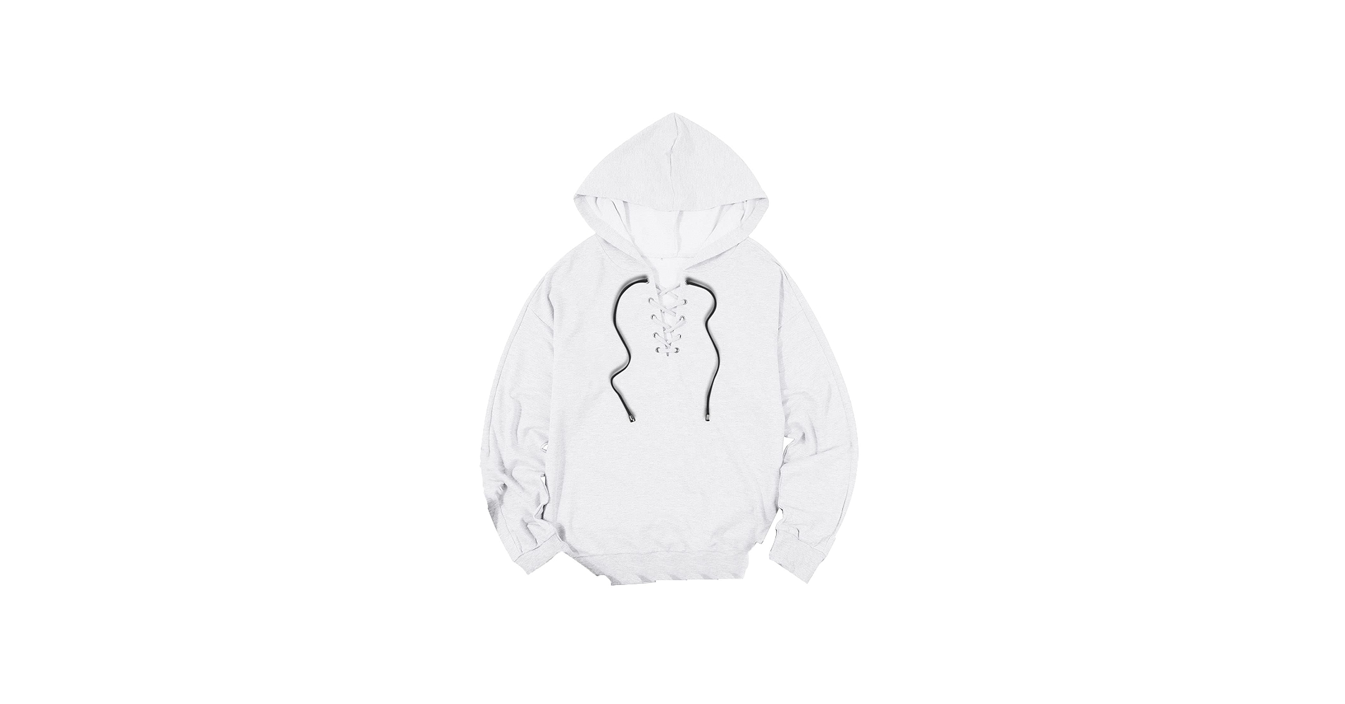 Amazon.com: Ladies Lace-Up Cross V-Neck Drawstring Hoodie