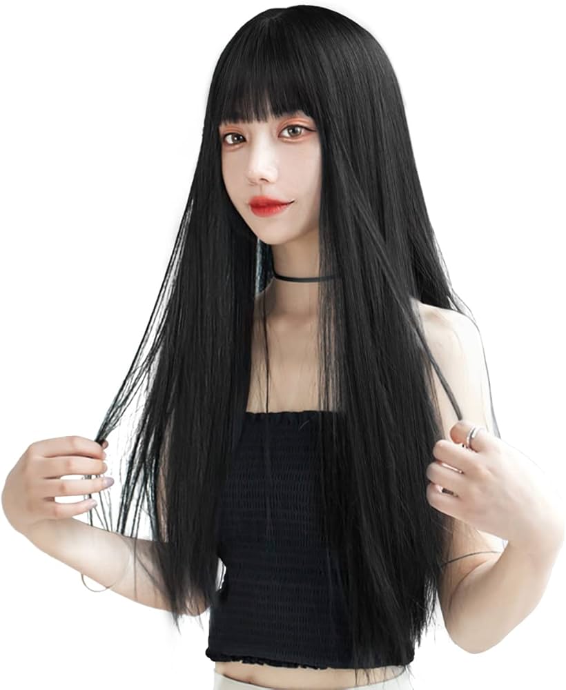 Amazon.co.jp: ウィッグ ロング ストレート フルウィッグ 黒髪 かつら