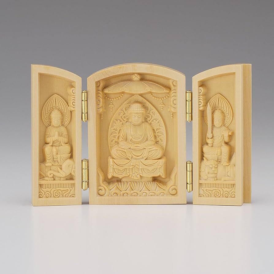 Amazon｜仏壇屋 滝田商店 厄除け三開仏 釈迦三尊 【 釈迦如来 文殊菩薩
