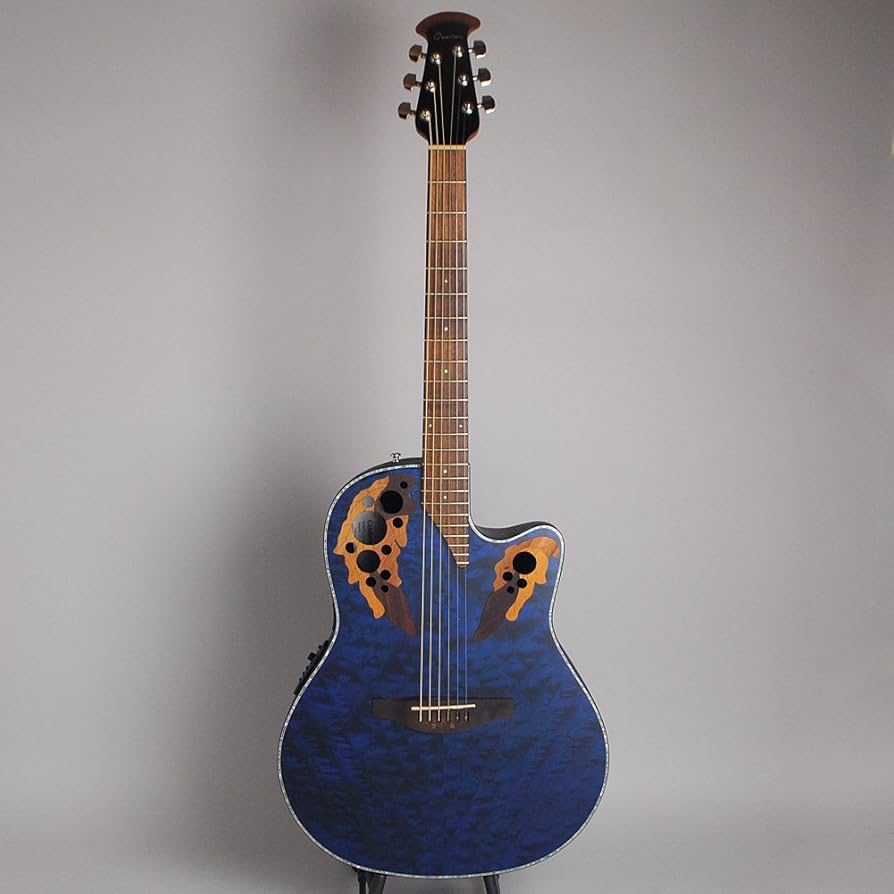 Amazon | Ovation Celebrity CE44P 8TQ Blue Transparent Quilt Mid