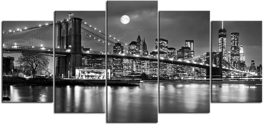 Amazon.co.jp: Nachic Wall - 5ピース ブルックリン橋 フルムーン