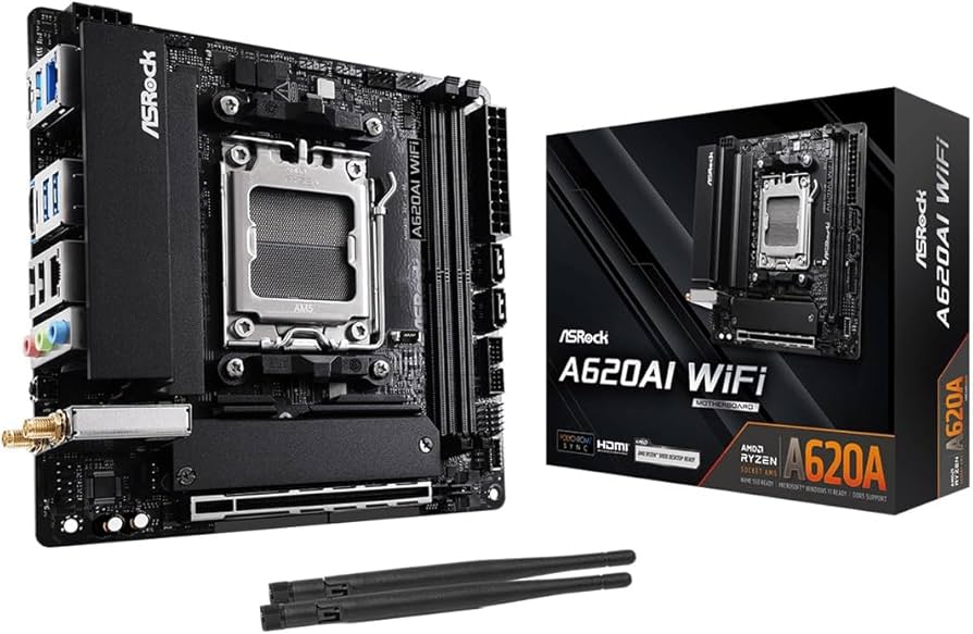 ASRock A620AI WiFi Mini-ITX AM5 Motherboard, AMD Ryzen 9000/8000