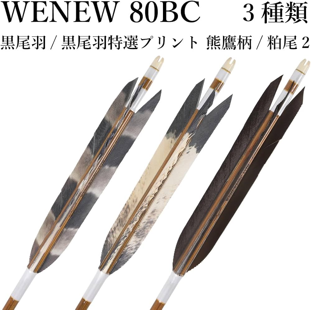 Amazon | 山武弓具店 矢 弓道 黒尾羽特選プリント 粕尾2 WENEW 80BC 6