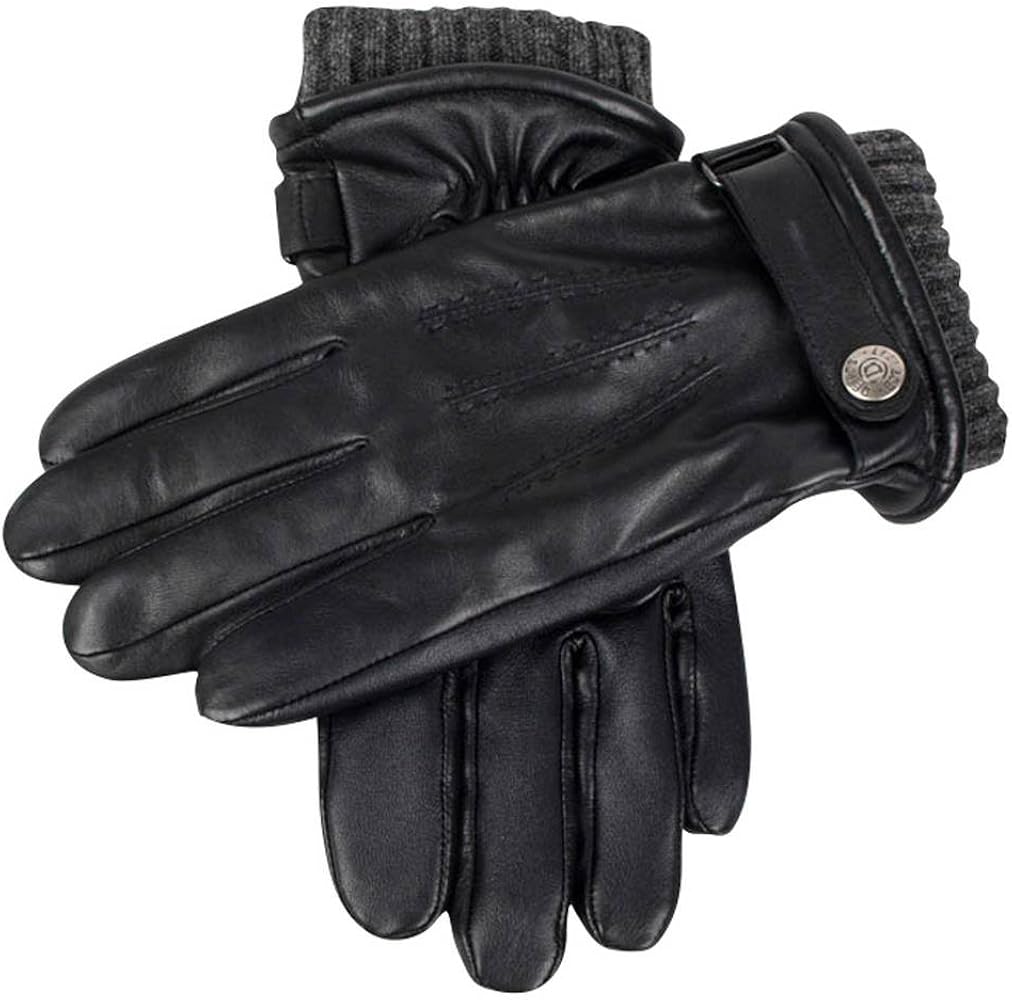 Dents Mens Henley Touch Screen Hairsheep Leather Gloves - Black
