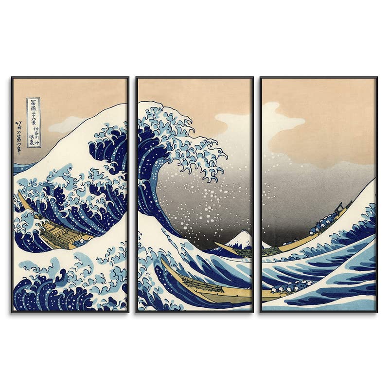 Amazon.co.jp: 葛飾北斎 アートパネル 3枚セット 飾り絵 神奈川沖浪裏
