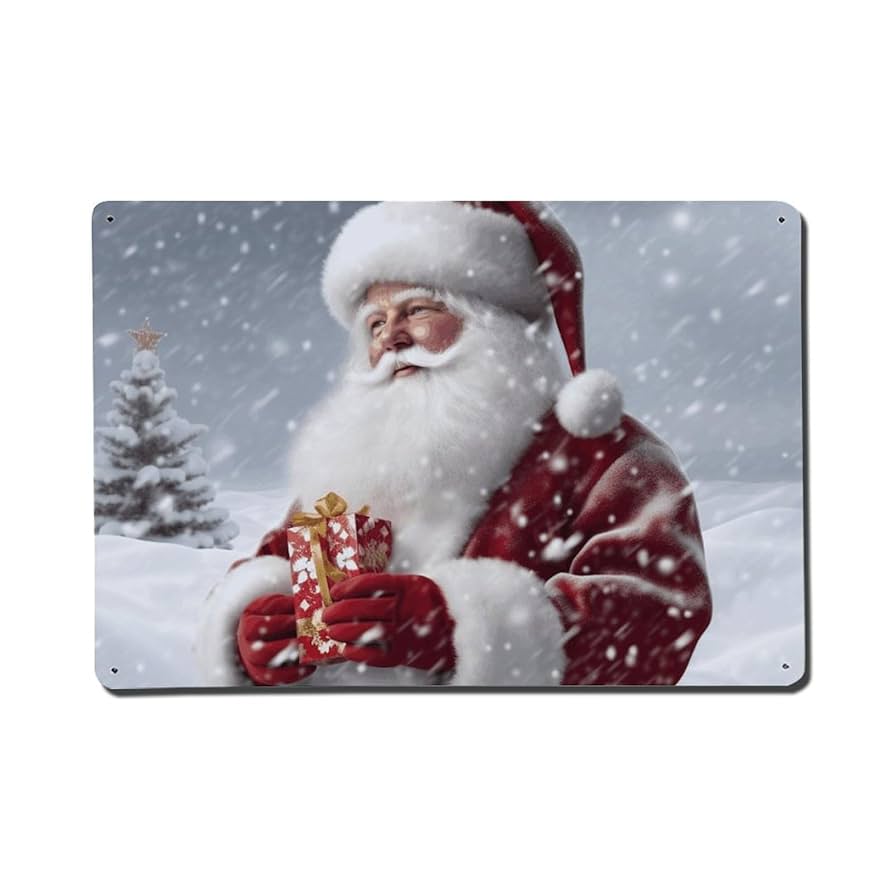 Amazon.co.jp: アルミサイン、サンタクローススノーセブンリープリント
