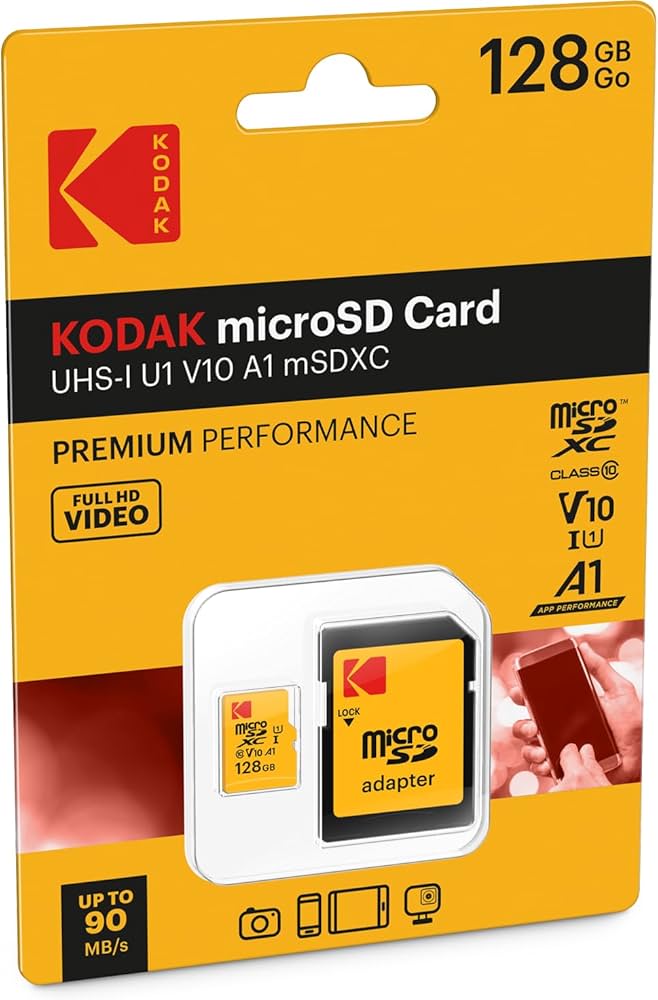 Amazon | KODAK 128GB クラス10 UHS-I U1 MicroSDXCカード アダプター