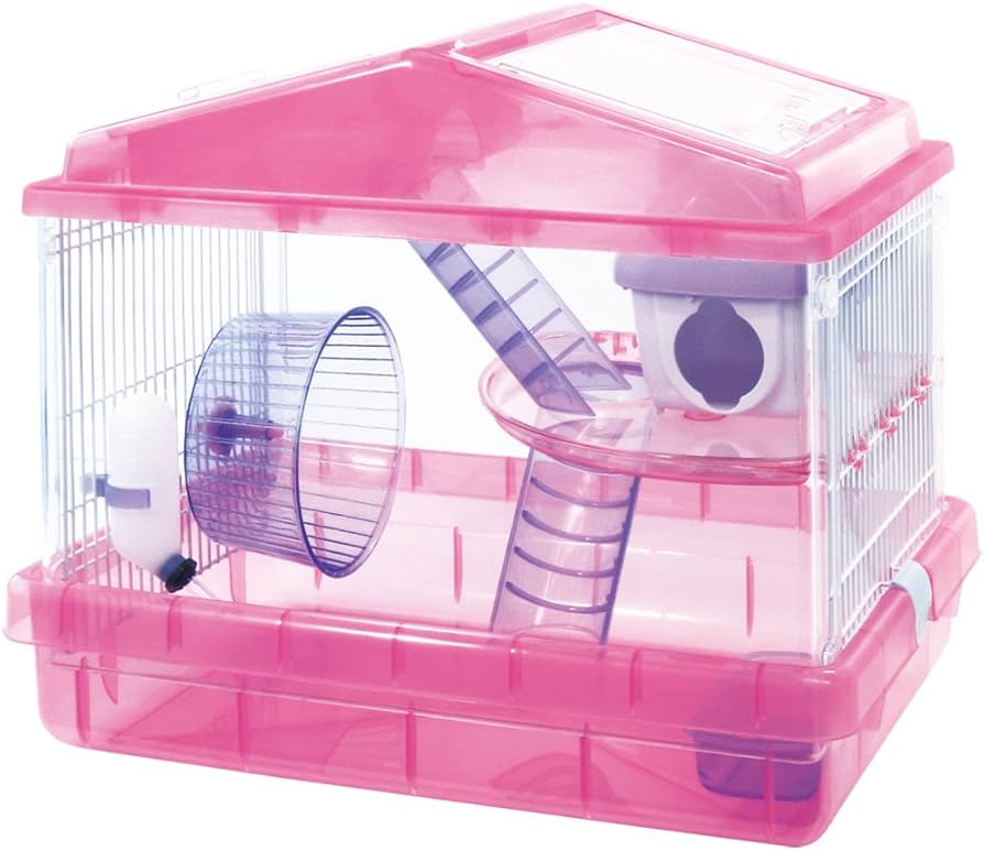 Amazon | アイリスオーヤマ ハムスターケージ 2階 クリアピンク