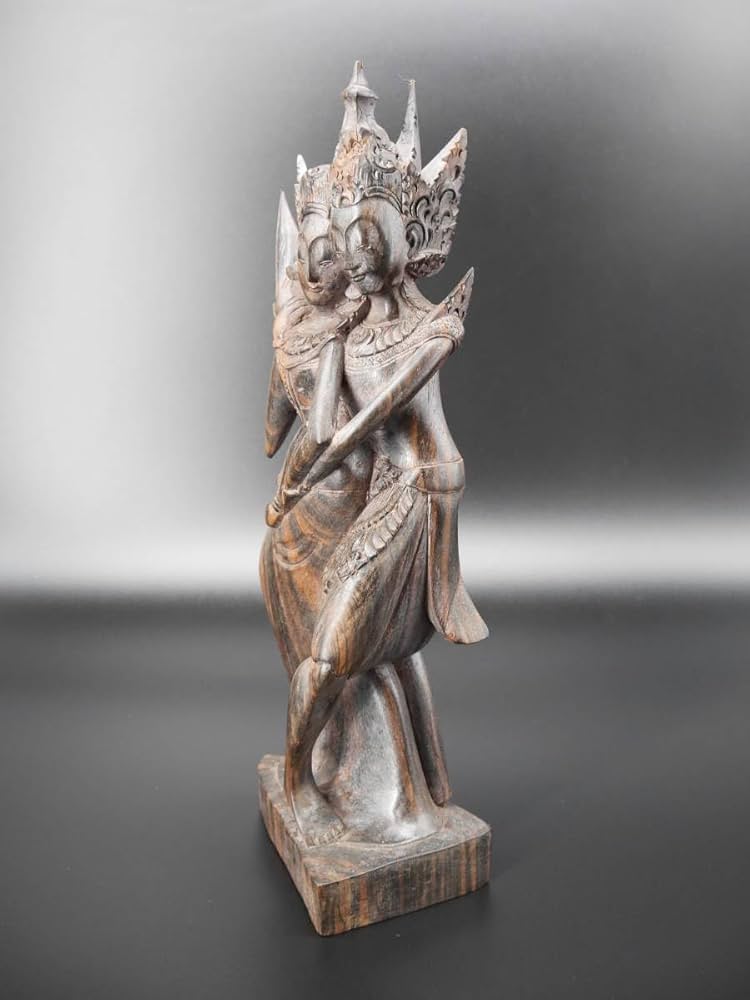 アジアン雑貨 木彫り 特大 女性像＆逆立ち人形 2体セット アジアン雑貨