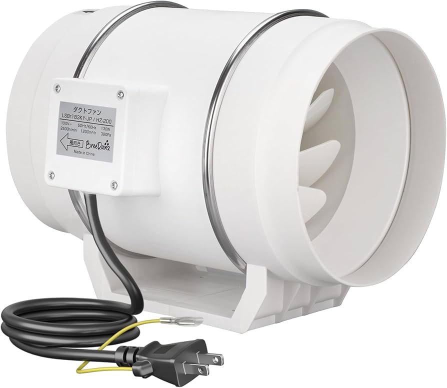 Amazon.co.jp: BreeRainz ダクトファン Φ200mm ダクト用換気扇 1200m³