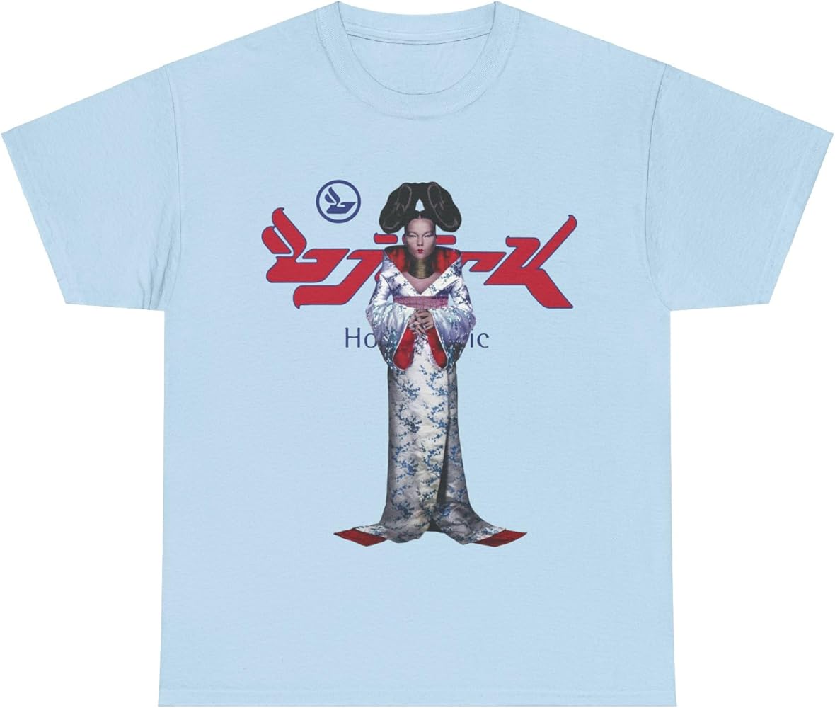 Bjork Unisex Tour Merch Tee T-Shirts and Sizes Light Blue | Amazon.com