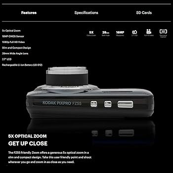 Amazon.com : Kodak PIXPRO Friendly Zoom FZ55 Digital Camera (Black