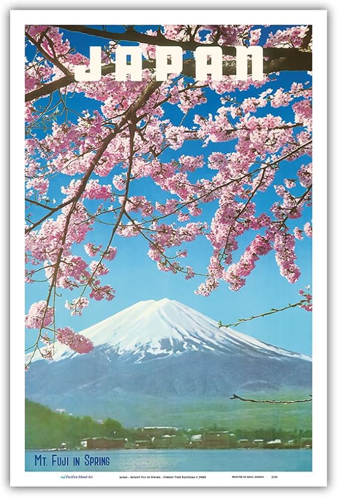 Amazon.com: Japan - Mount Fuji in Spring - Cherry Tree Blossoms