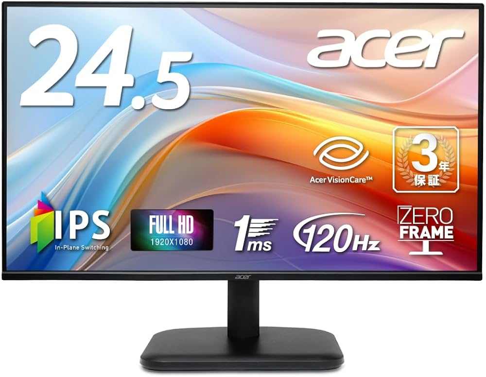 Amazon.co.jp: Acer モニター 24.5インチ フルHD 非光沢 IPS 120Hz 1ms