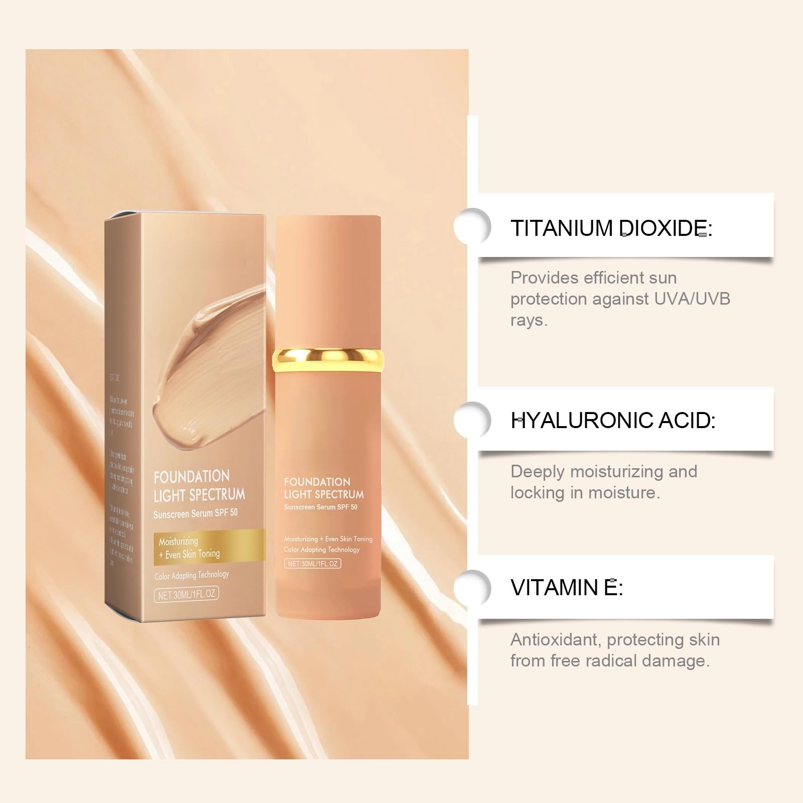 Amazon.com : Vichay Foundation Light Spectrum Sunscreen Serum High