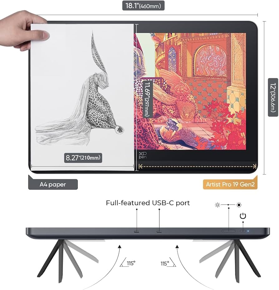 Amazon.com: XPPen 4K UHD Artist Pro 19 Gen2 Drawing Tablet with