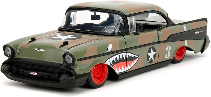 Amazon | JADA TOYS 1/24 シボレー ベルエア 1957 アーミーグリーン