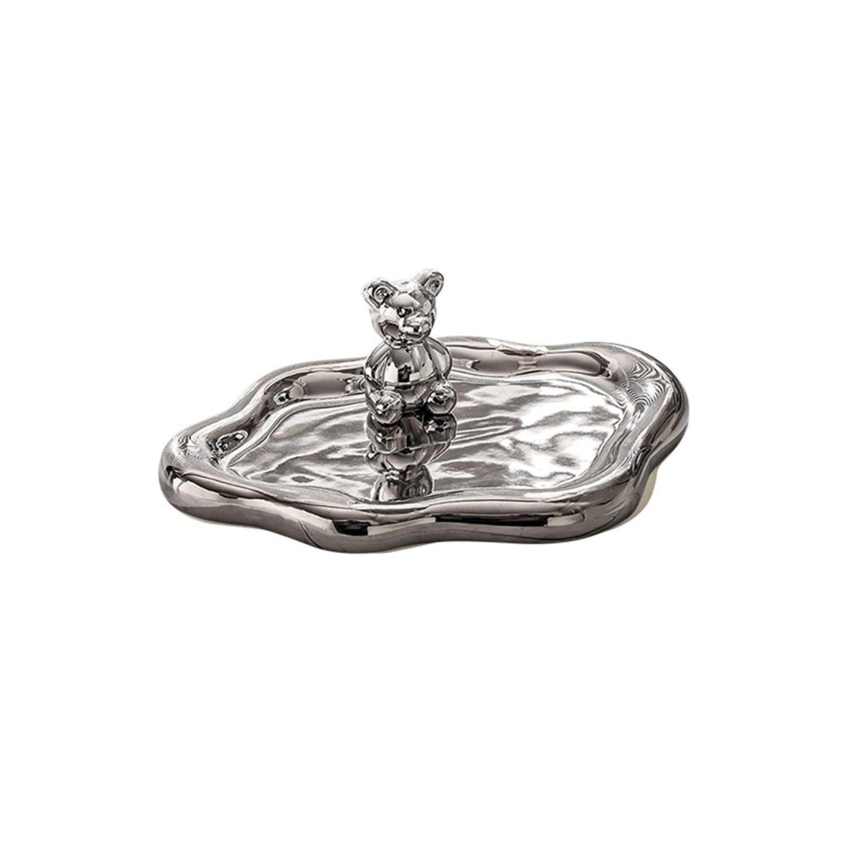 Amazon｜収納用アクセサリートレイ ins風 くま 銀色 シルバー 陶磁器