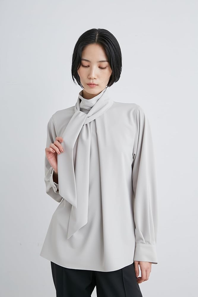 Amazon | [ミースロエ] sustainableシルキーボウタイブラウス | シャツ