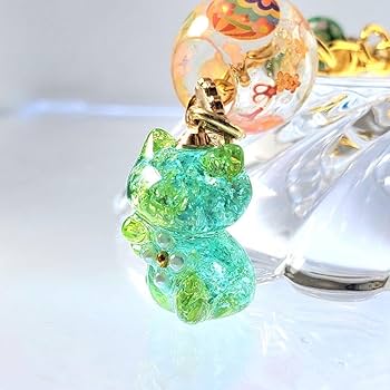 Amazon.co.jp: K-61 琉球ガラスのじゃれ猫キーホルダー 風鈴 和柄