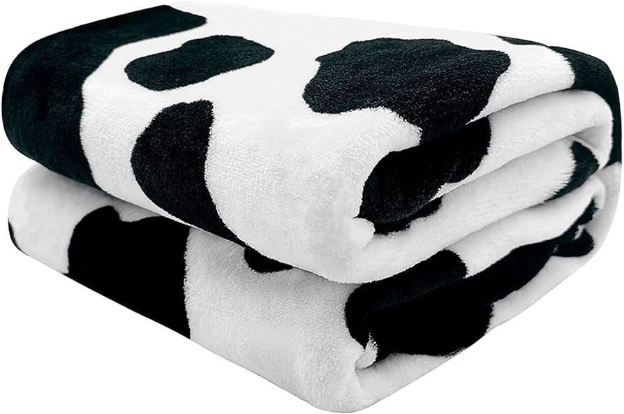 Amazon｜毛布 ブランケット 掛け毛布 ひざ掛け もうふ 乳牛柄 牛柄 黒