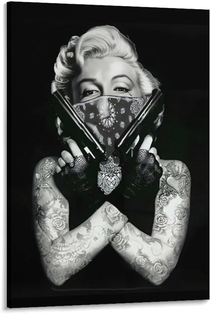 Amazon.co.jp: スタトゥーマリリン・モンローアートプリント黒白い壁