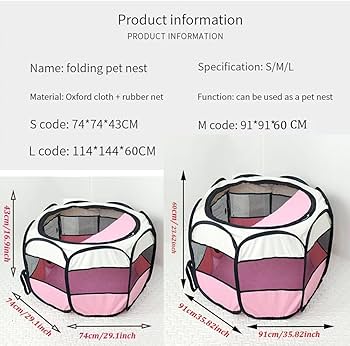 Pet Octagonal Cage, Outdoor Portable Foldable Puppy Kitten Playpen