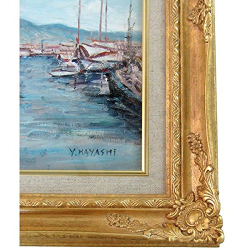 Amazon.co.jp: 林与三郎『アテネの港(F6)』油彩画 風景画 船 帆船