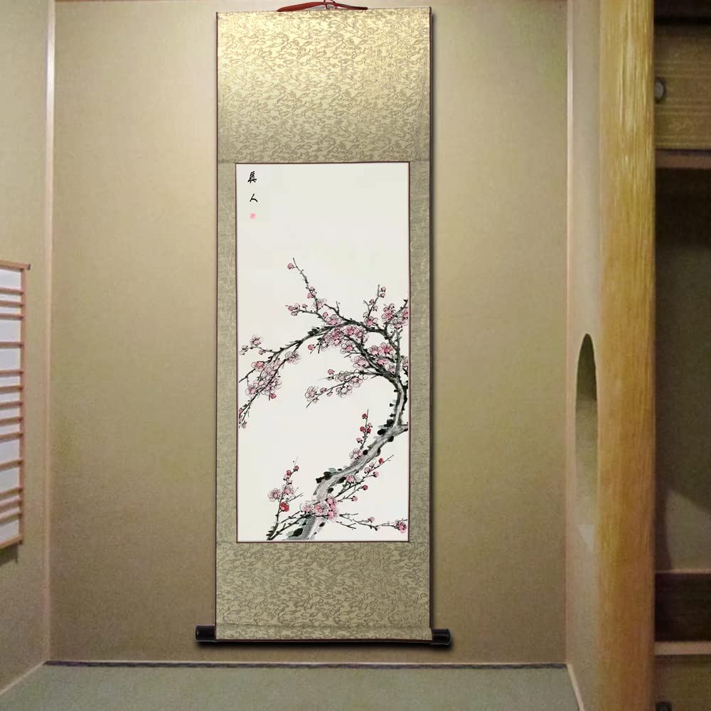 Amazon.co.jp: 画家手描き 掛軸 掛け軸 おしゃれ 水墨画 梅 四君子