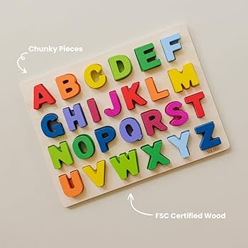 Amazon.com: Solobo Uppercase Alphabet Puzzle - Wooden Toddler