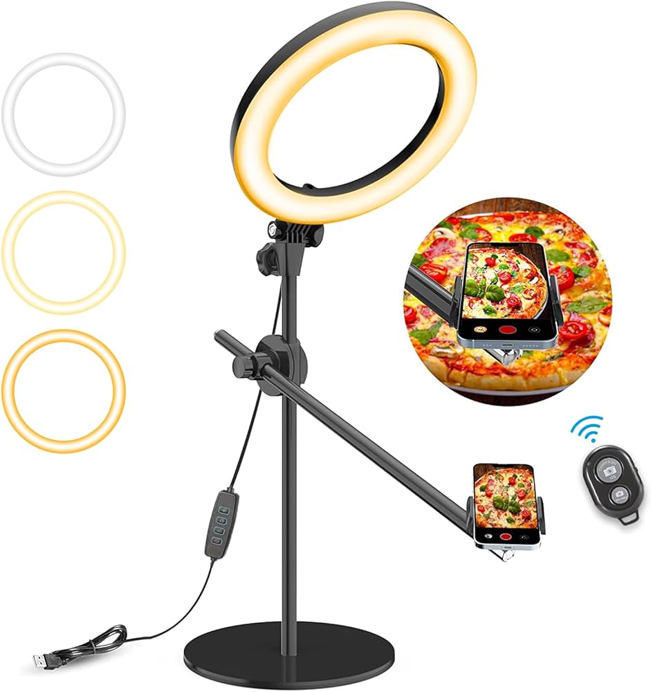 Amazon | LUXSURE リングライト 俯瞰撮影 スマホスタンド ライト付き