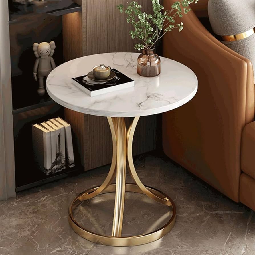 Amazon｜サリニ サイドテーブル 丸 コーヒーテーブル 大理石 ゴールド