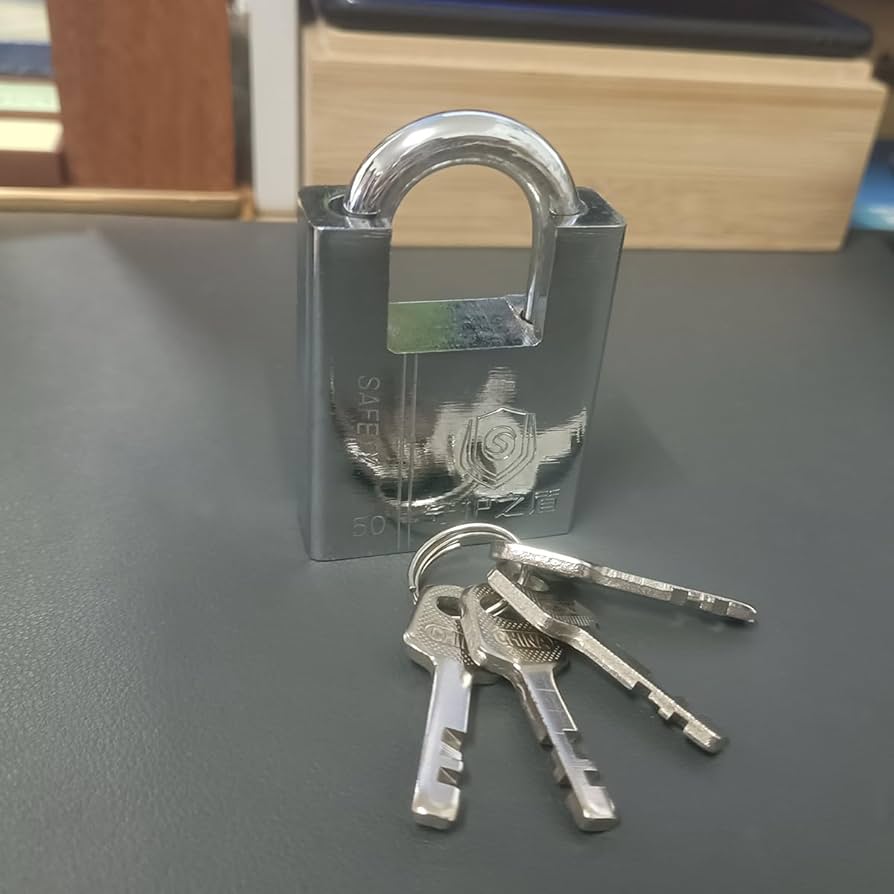 Security Stainless Steel Shrouded Padlock with 4 Key Outdoor Locks