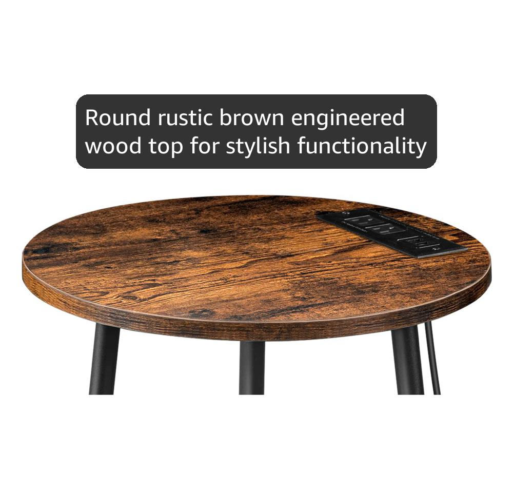Amazon.com: HOOBRO Round End Table with Charging Station, 2-Tier