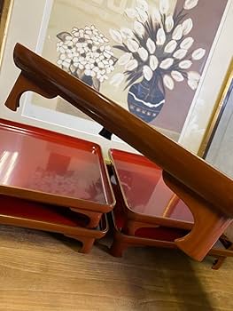 Amazon.co.jp: 輪島塗 脚付盆 御膳 5膳セット 朱色 会席膳 木製 骨董