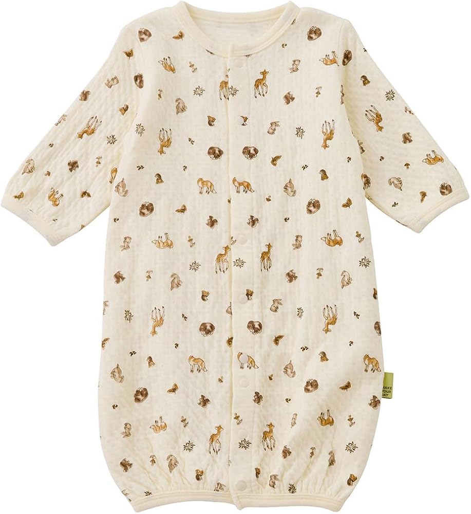 Amazon.co.jp: [メイクユアデイ] ベビー服 新生児 前開き 総柄 キルト