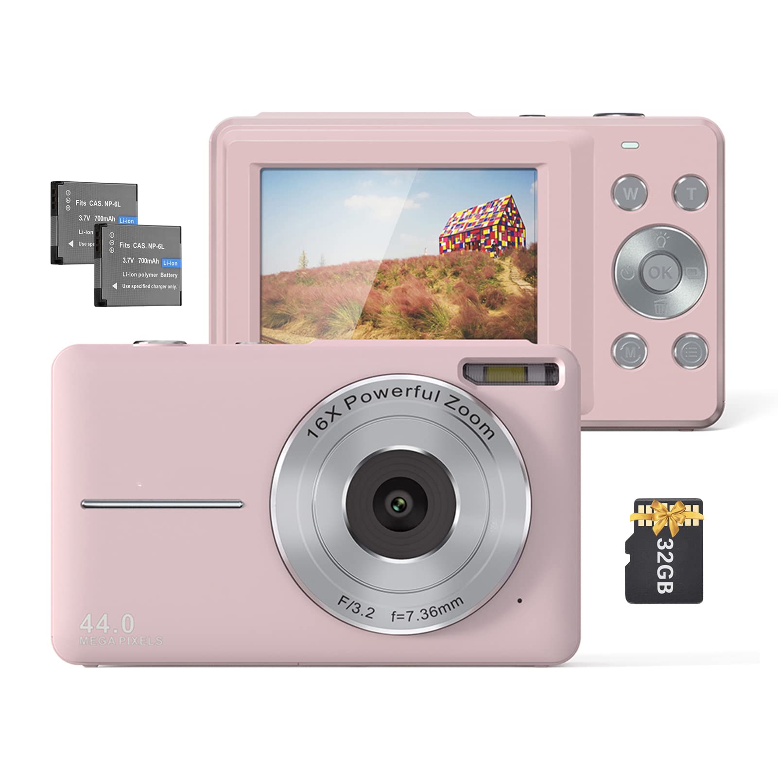 Amazon | デジカメ 1080P デジタルカメラ 44MP オートフォーカス